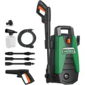 Boxed Hawksmoor High Pressure Washer 108bar, Compact design with space-saving integrated accessory