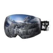 Boxed OutdoorMaster PRO Ski Goggles PRO for Men & Women - Black Frame Grey Lens with Silver