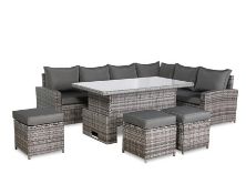 New & Boxed Luxury Henley Left Hand Garden Set with Rising Table. RRP £1499.99. Durable rust-