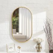 Gold Wall Mounted Oval Bathroom Framed Mirror Vanity Mirror W 400 x H 700 mm (LOC: SR9(1.2)-PP1822 -
