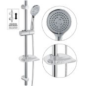 Chrome Stainless Steel Shower Riser Rail Kit + Shower Head + Hose + Soap Dish (LOC: SR9(1.6)-