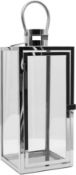 Dekovita 42cm Stainless Steel Lantern - Garden Lantern with Glass Windows and Handle - Metal