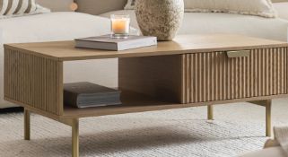 Boxed Richmond Ridged Coffee Table with Drawer, Light Ash. RRP £219.99. Crafted with authentic solid