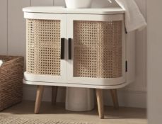 Boxed Izzy Curved Rattan Undersink Unit, White. RRP £159.99. Finished in a crisp white tone with a