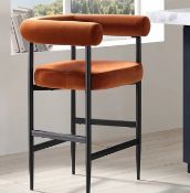 Boxed Fulbourn Rust Velvet Counter Stool with Black Legs. RRP £199.99. A cheerful addition to our