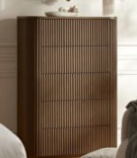 Boxed Maru Chest of 5 Drawers, Silver Oak. RRP £429.99. Crafted with solid ash and veneer, the