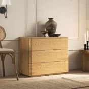 Boxed Agnes Curved Edge Chest of 3 Drawers, Natural. RRP £219.99. (LOC: SR7.1.2-QA8239 - MP)