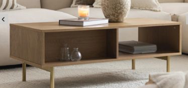 Boxed Richmond Ridged Coffee Table with Drawer, Light Ash. RRP £219.99. Crafted with authentic solid