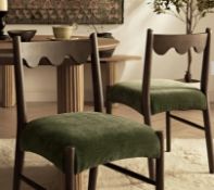 Boxed Ludlow Set of 2 Dining Chairs, Forest Green Chenille | Dark Walnut. RRP £369.99. Bold and