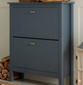 Boxed Oakham 2-Tier Shoe Cabinet, Stormy Blue. RRP £159.99. Tidy up your hallway or bedroom with