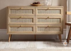Boxed Frances Woven Rattan Chest of 6 Drawers, Natural. RRP £299.99. Ensure your storage is