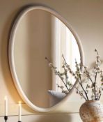 Boxed Edo Irregular Pebble Wall Wooden Mirror 100 x 76 cm, Washed White. RRP £199.99. Featuring