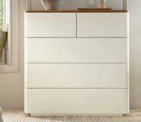 Boxed Agnes Curved Edge 2 over 3 Chest of Drawers, Off White with Oak Top. RRP £The chest offers 2