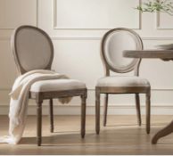 Boxed Lainston Set of 2 Classic Weathered Oak Dining Chairs, Oatmeal Brushed Fabric. RRP £329.99.