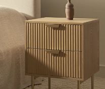 Boxed Richmond Ridged 2 Drawer Bedside Table, Light Ash. RRP £159.99. Crafted with authentic solid