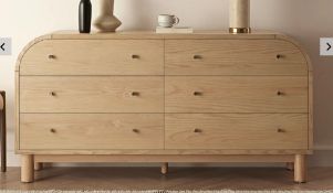 Boxed Maude Chest of 6 Drawers, Natural Ash. RRP £569.99. The soft, rounded frame is crafted in
