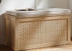 Boxed Frances Woven Rattan Double Storage Stool with Cushion, Natural. RRP £199.99. Our Frances