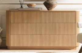 Boxed Maru Chest of 6 Drawers, Oak. RRP £599.99. With a commanding silhouette and a refined
