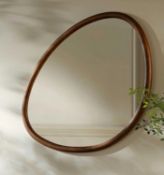 Boxed Edo Irregular Pebble Wall Wooden Mirror 100 x 76 cm, Walnut. RRP £189.99. Featuring