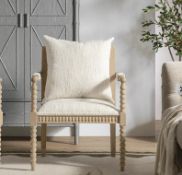 Boxed Hemingford Beige Textured Fabric Bobbin Washed Oak Armchair. RRP £299.99. Inspired by the 17th