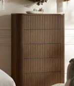 Boxed Maru Chest of 5 Drawers, Silver Oak. RRP £429.99. Crafted with solid ash and veneer, the