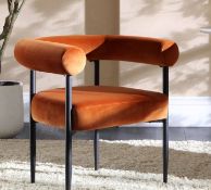 Boxed Fulbourn Rust Velvet Dining Chair with Black Legs. RRP £199.99. A cheerful addition to our