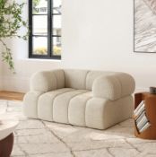 BRAND NEW HOMARY Nimbus Chenille Upholstered Channel Tufted Lounge Accent Chair RRP £349. Channel