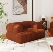 BRAND NEW HOMARY Nimbus Chenille Upholstered Channel Tufted Lounge Accent Chair RRP £399. Channel