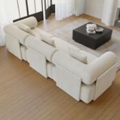 BRAND NEW HOMARY Serene 2794 mm Modern 3-Piece Modular White Chenille Velvet 3-Seater Sofa RRP £