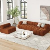 BRAND NEW HOMARY Nimbus 400 cm 4-Piece Channel Boucle Sectional Sofa with Chaise RRP £1499.