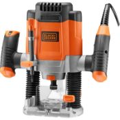 Boxed Black & Decker 1200W 1/4in Plunge Router +6 Bits 230V RRP £69.98, 200W motor for long life and