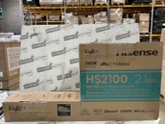 2 X BOXED REFURBISHED HISENSE HS2100 2.1 Wireless Compact Sound Bar Give your TV's speakers a
