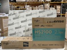 2 X BOXED REFURBISHED HISENSE HS2100 2.1 Wireless Compact Sound Bar Give your TV's speakers a
