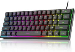 Boxed [UK Layout]MageGee TS91 Mini 60% Gaming/Office Keyboard,Waterproof Keycap Type Wired RGB