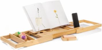8 X TranquilBeauty Sustainable Natural Bamboo Bath Board with Secure Slot Mechanism for iPad, Tablet