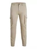 4 x Brand New Pairs of Jack & Jones Tapered Slim Fit Cuffed Cargo Pants, Beige, Size 52. Rooted in