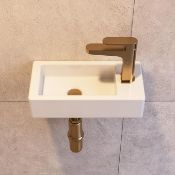 Boxed DeerValley DV-1V081R Ceramic Compact Bathroom Basin, Wall Mounted for Small Cloakroom
