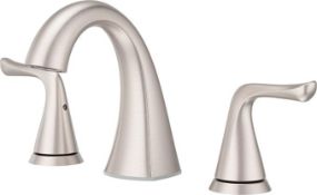 Boxed Pfister Willa Bathroom Sink Faucet 8 in Widespread 3 Hole 2 Handle Vanity Faucet with Push &