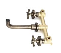 Boxed Melro Classic Wall Mounted Double Cross Handle Bathroom Basin Mixer Tap RRP £129, in Antique