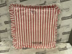 9XBRAND NEW CORAL SYLVIA PREMIUM STRPED CUSHION 45X45CM (LOC: 23.5-AA9260 - 2P)