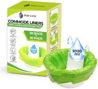 21 X Double Dragon 50 Commode Liners with 50 Absorbent Pads | Disposable Toilet Bags for Bedside