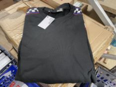 BRAND NEW LOVE MOSCHINO SUPER BLACK JUMPER WITH RACE TRACK ARM DESIGNS SIZE MEDIUM (LOC: S/R-