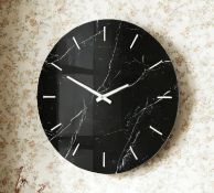 BRAND NEW ALEXANDROS 60X60CM WALL CLOCK MODERN BLACK MARBLE ITS 60CM DIAMETER ROUND DESIGN FEATURE