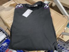 BRAND NEW LOVE MOSCHINO SUPER BLACK JUMPER WITH RACE TRACK ARM DESIGNS SIZE XL (LOC: S/R-BB9111 -