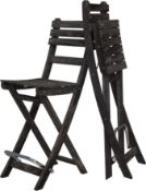 BRAND NEW Interbuild Sofia Outdoor Patio Bar Chair Wood Foldable Bar Stool with Back, 2 Pieces/