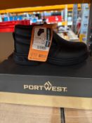 6 X NEW PAIRS OF PORTWEST FW83 SLIP-ON SAFATY BOOTS.BLACK. SIZE 2 (LOC: 5.6-ZB165 - 1P)