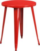 BRAND NEW Flash Furniture Round Indoor-Outdoor Table, Metal, Red, 71.12 x 63.5 x 12.7 cm RRP £259.