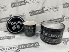 Box to contain 24 x Brand New Arora Design Ultimate Gift For Man - Cycling Mug & Tin, A stylish