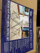 BRAND NEW Alpine Corporation 3-Piece Metal Bistro Set RRP £219. CLASSIC PATIO SEATING SET: Table and
