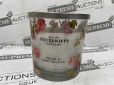6 X BRAND NEW PECKSNIFFS ENGLAND 550G LUXURY PEONY AND SWEET WILLIAM SCENTED CANDLES RRP £57 EACH (